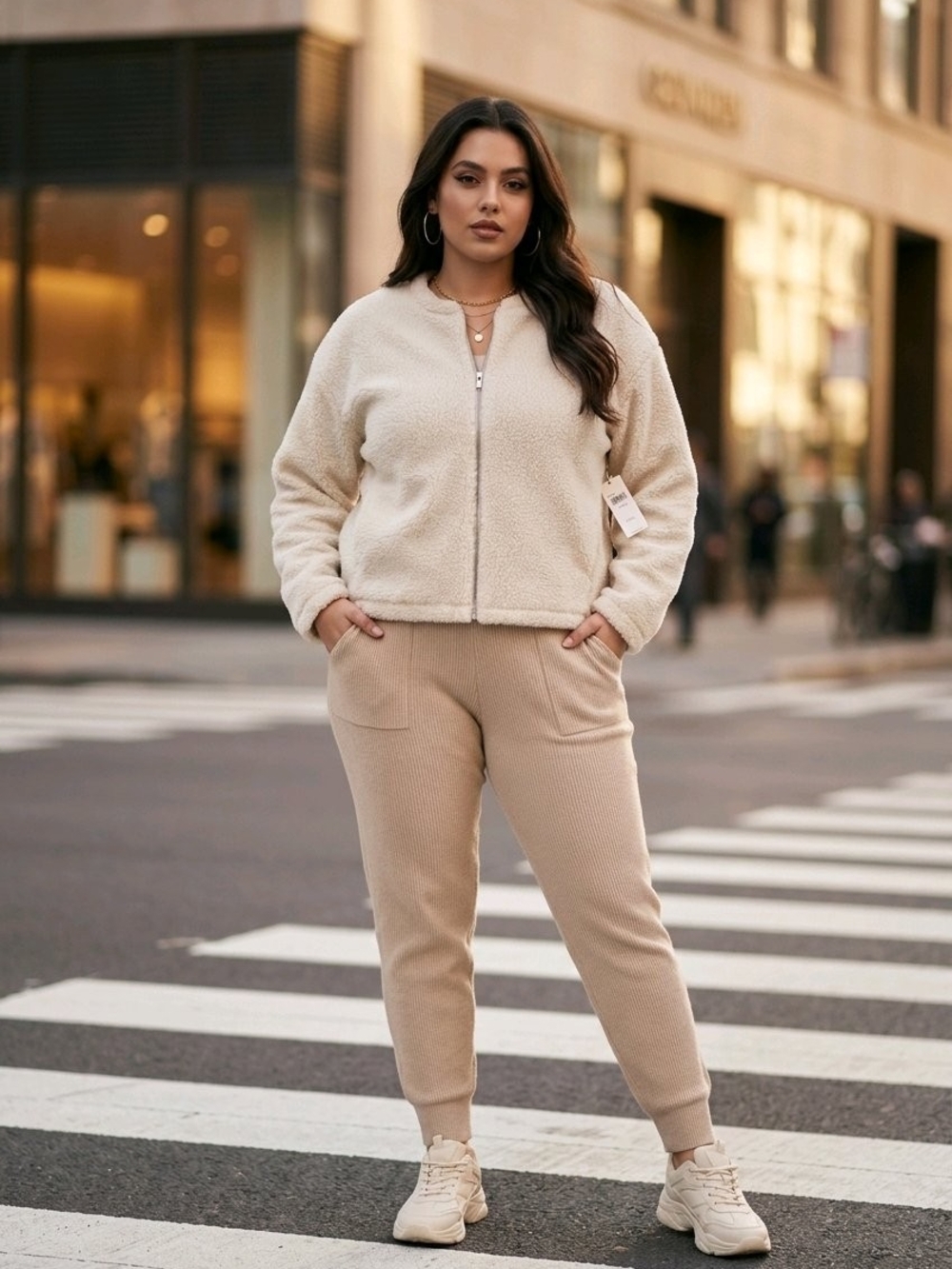 Calvin Klein Cream Teddy Zip-Up Jacket